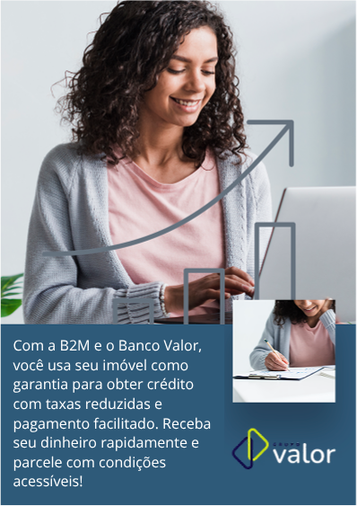 Foto de uma mulher no computador e um texto sobre segurança no investimento no grupo valor